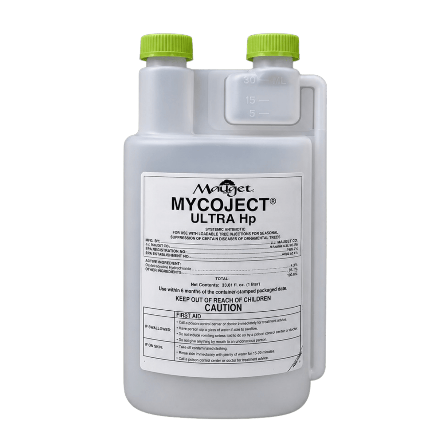 Mauget Mycoject OTC HP - Oxytetracycline Injectable Antibiotic 1 Liter Bottle - Tree Injection Products Co.