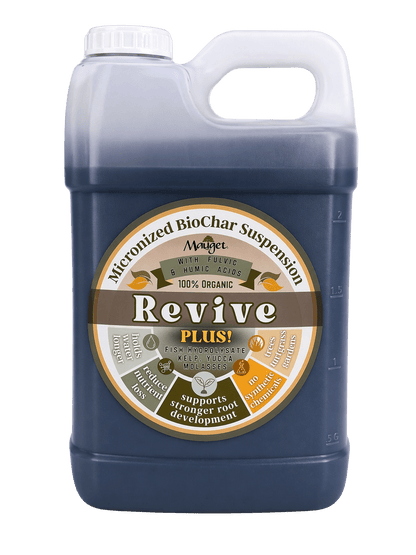 Mauget REVIVE Plus! – Micronized Biochar Suspension + Biological Enhancers for Trees and Shrubs with Yucca, Fish Hydrolysate, Kelp & Molasses - Tree Injection Products Co.