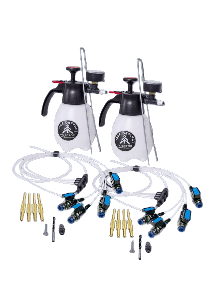 DUAL TREE DEFEND INJECTOR KIT with Brass Valves